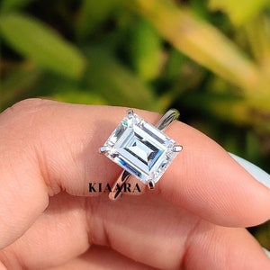 3 CT Emerald Cut Moissanite Engagement Ring, 14K Solid White Gold Ring, Solitaire Ring, Promise Ring Proposal Ring, Classic Ring For Women