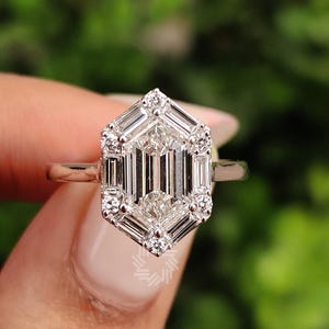 1.85 CT Dutch Marquise Cut Moissanite Halo Engagement Ring, 14K Solid Gold Ring, Baguette Halo Ring, Wedding Ring, Bridal Ring, Gift For Her