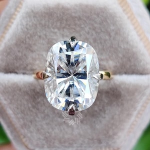 6 CT Elongated Cushion Cut Moissanite Engagement Ring, 14K Two Tone Gold Ring, Solitaire Ring, Wedding Ring, Promise Ring, Handmade Ring