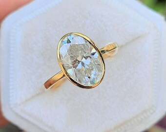 Bague De Fiançailles/anniversaire En Moissanite 2.5 Ct - Or 14 Carats, Coupe Rayonnante, Tailles 4 à 12 US