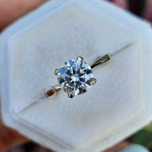 2 CT Round Cut Moissanite Engagement Ring, 14K Solid Gold Ring, Solitaire Ring, Minimalist Ring, Bridal Set Ring, Anniversary Gift For Her