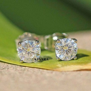 1.5 Ct Round Cut Moissanite Stud Earrings, Solitaire Stud Earrings, 14K / 10K Gold Earrings, Bridal Gift Earrings, Anniversary Gift For Her
