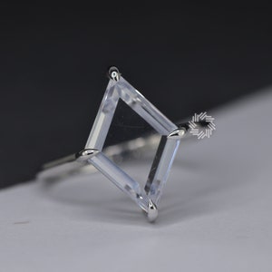 2 CT Portrait Cut Lozenge Shape Moissanite Engagement Ring, 14K Solid White Gold Ring, Solitaire Kite Diamond Ring, Anniversary Gift For Her