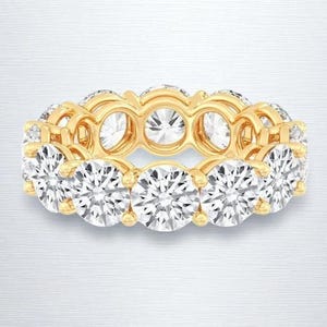 7 CT Round Cut Moissanite Wedding Band, 14K Solid Gold Band, Full Eternity Band, Minimalist Band, Bridal Set Band, Stackable Band For Her