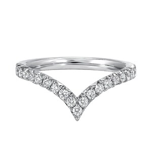 0.35 TW Round Lab Grown Diamond Wedding Band, V Shape Half Eternity Band, Matching Stackable Band, Chevron Band, Anniversary Gift for Her