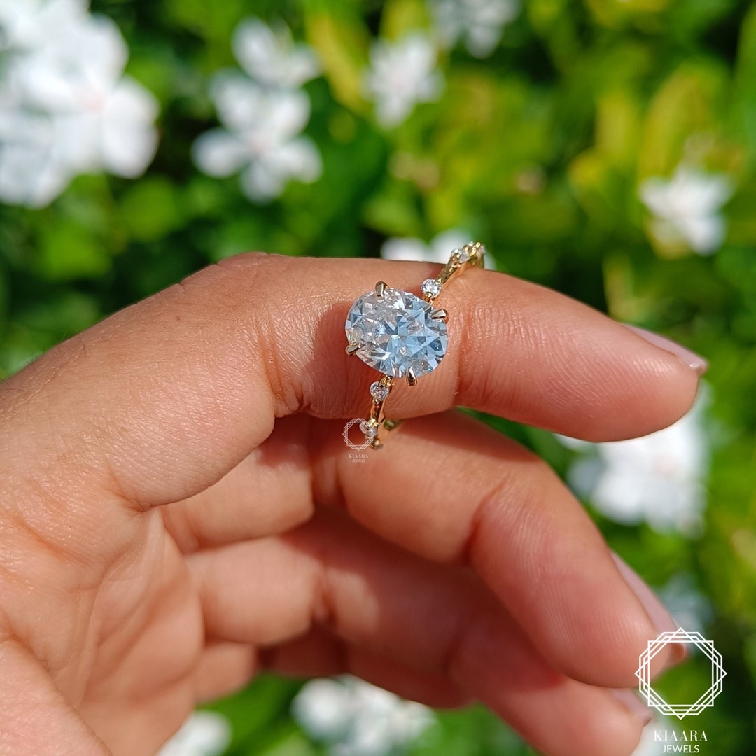 2 CT Oval Cut Moissanite Engagement Ring, 14K Solid Gold Ring ...