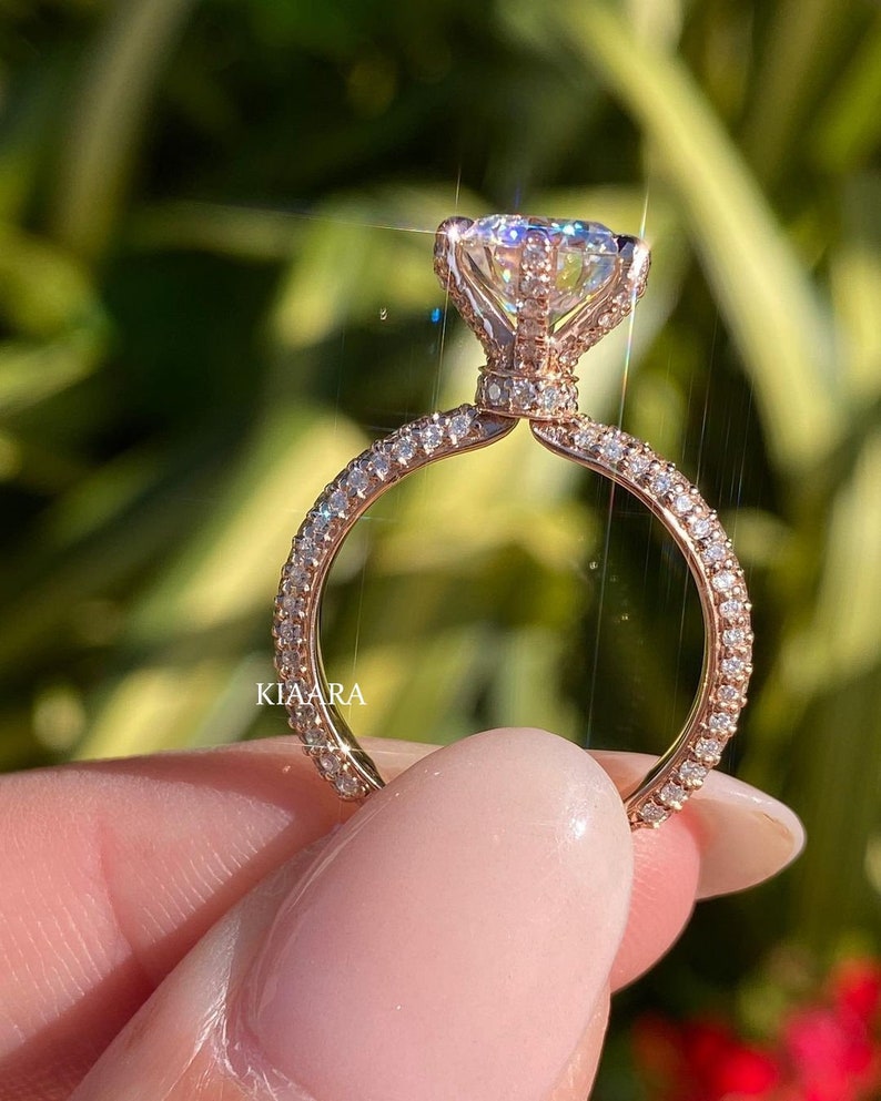 Round Cut Engagement Ring Simulated Diamond Wedding Ring Etsy