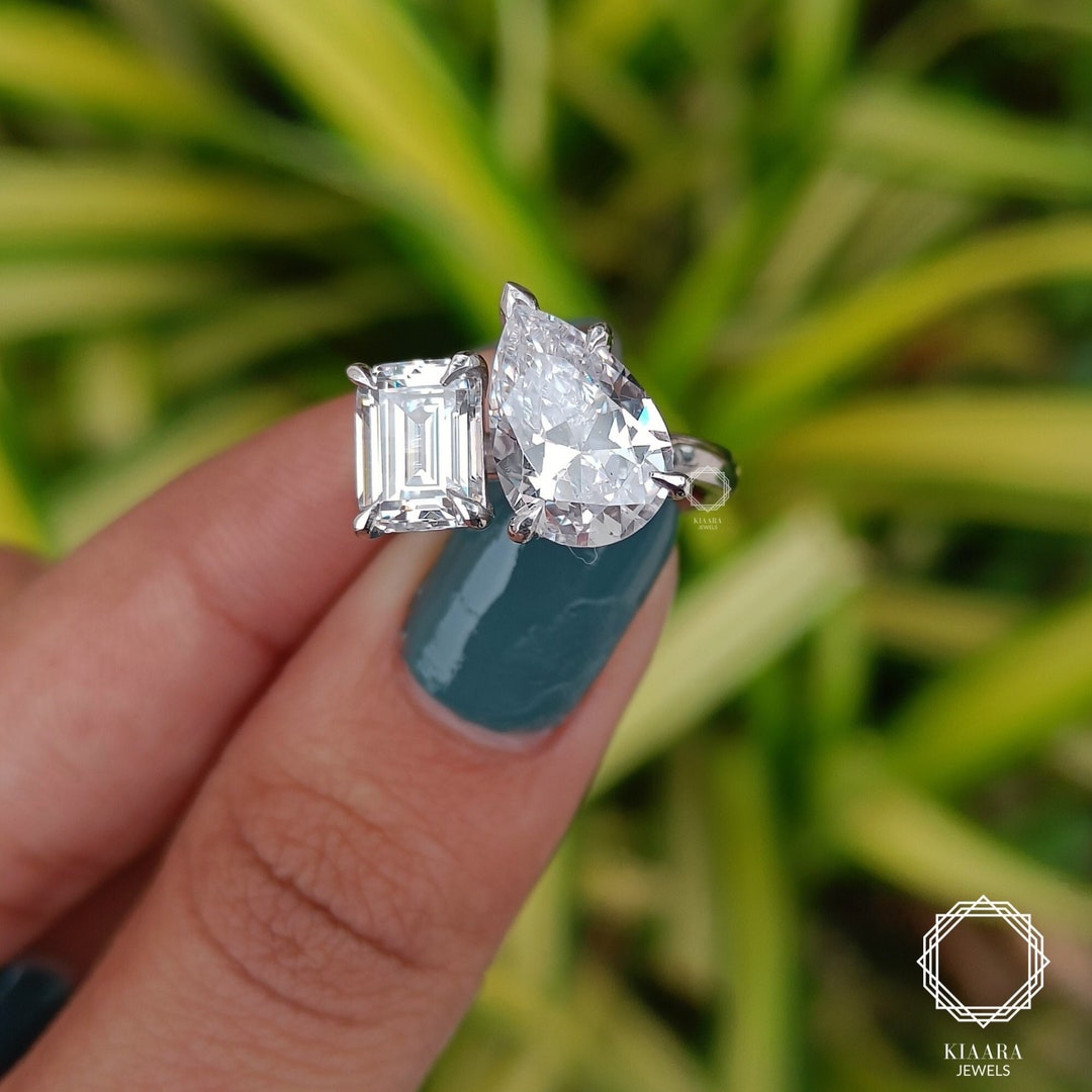 Anello Toi Et Moi, anello di fidanzamento con moissanite incolore