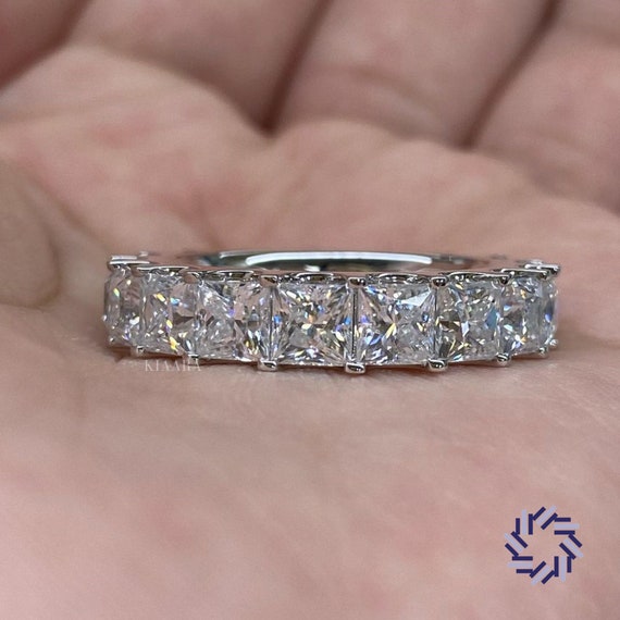 Stunning Princess Cut Colorless Moissanite Full Eternity Band