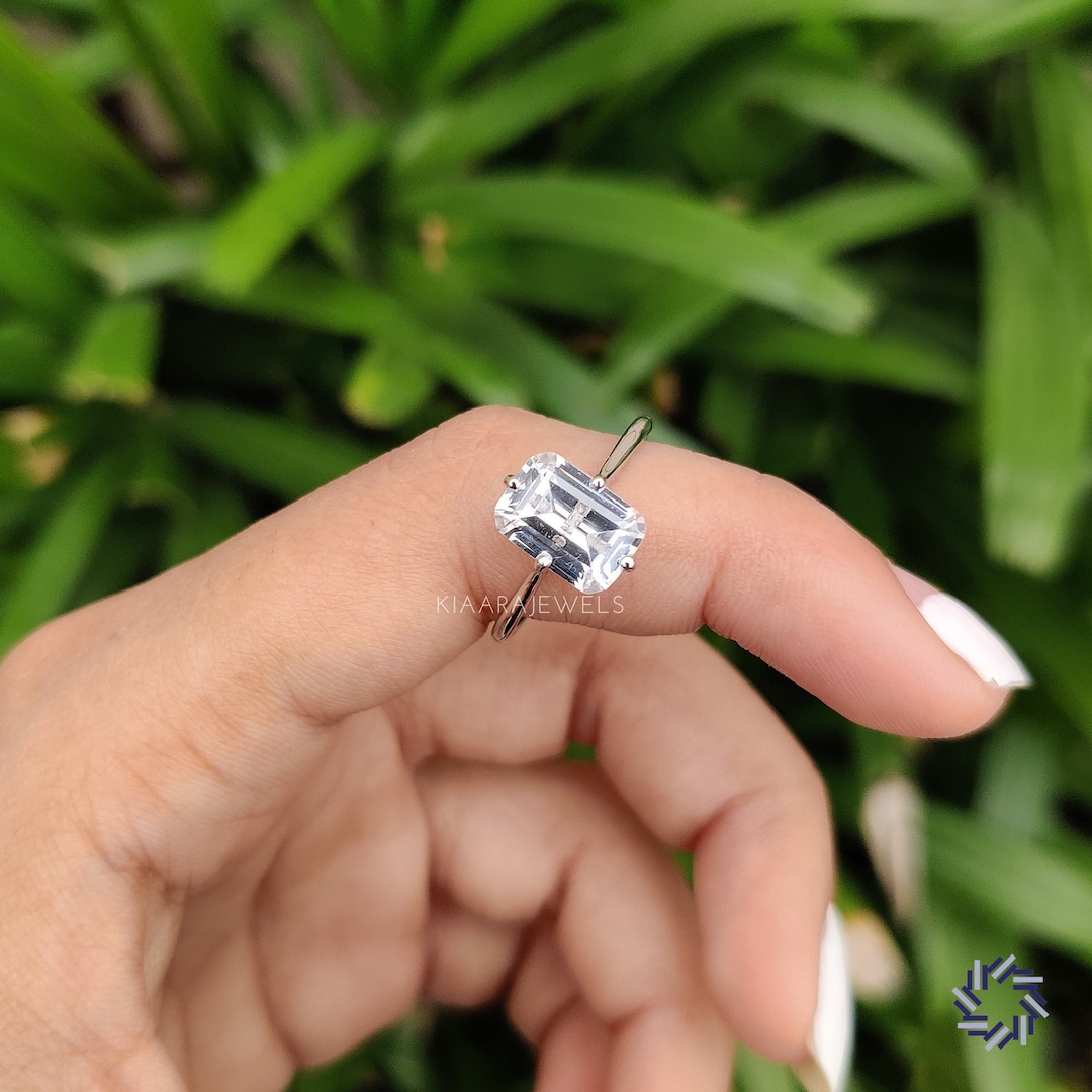 Emerald cut fake diamond ring discount