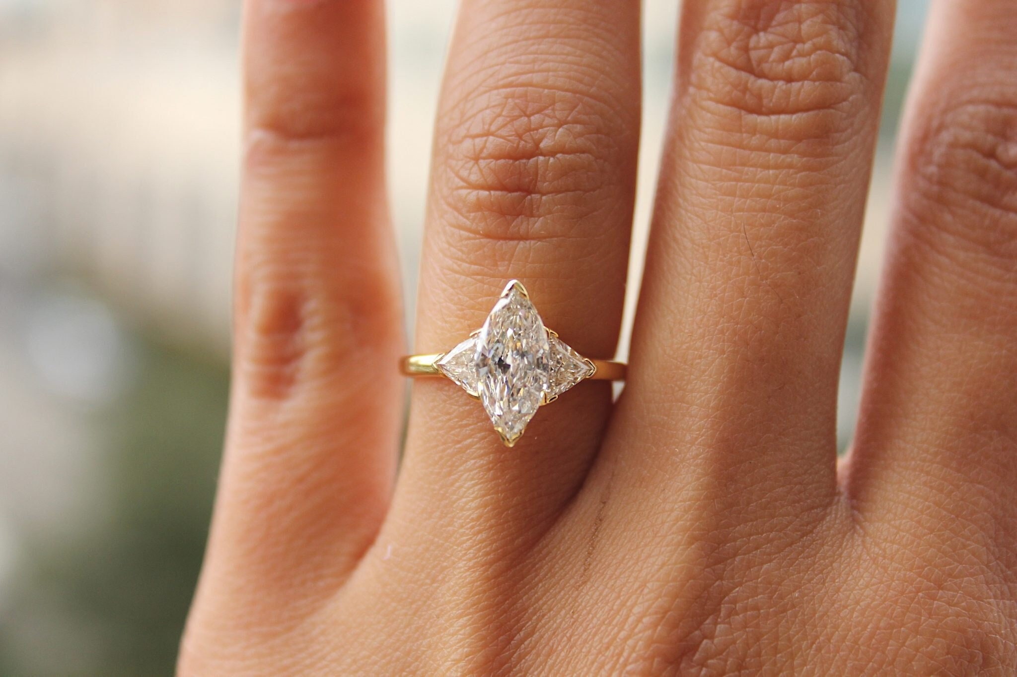 Marquise three hotsell stone engagement rings