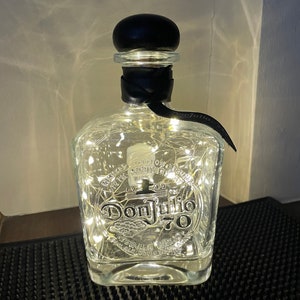 Don Julio 70 Anejo Tequila Bottle With Battery-Operated LED Lights  (Empty and Upcycled)
