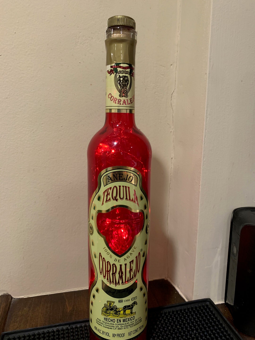 Tequila Corralejo Reposado blue or Añejo red Bottle With Battery