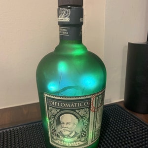 Ron Antiguo Diplomatico Reserva Exclusiva Rum Bottle With Battery-Operated LED Lights  (Upcycled)