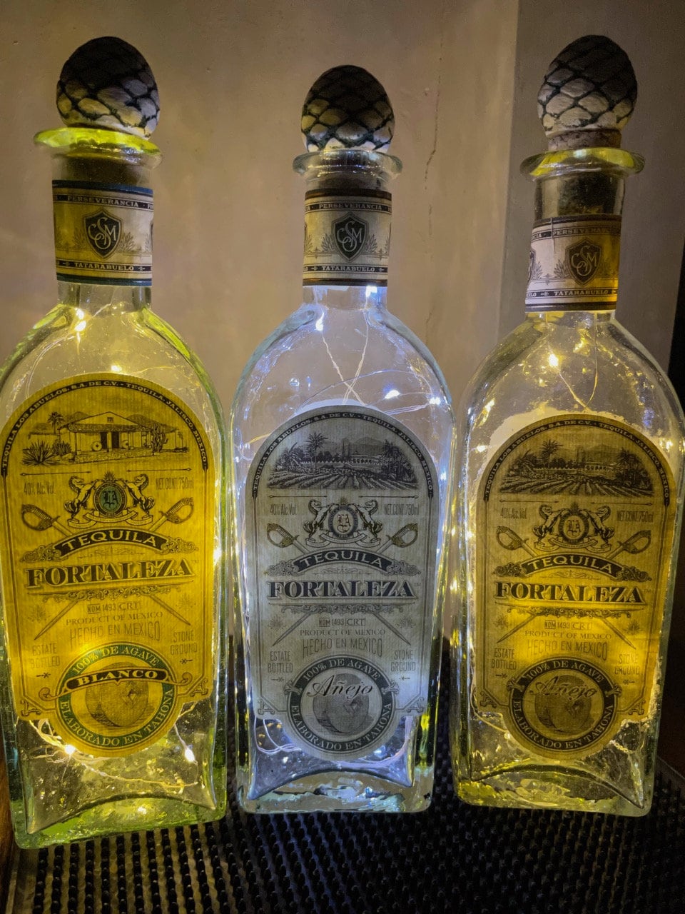 Fortaleza Tequila Bottle With Batteryoperated LED Lights empty and