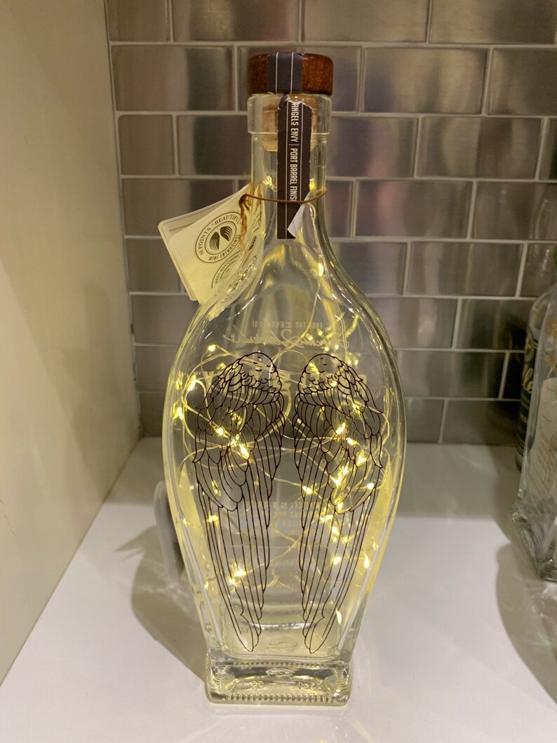 Angel's Envy Bourbon Bottle With Fairy Lights Upcycled Etsy