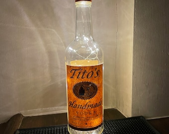 Upcycled Tito's Vodka Bottle Lamp with LED Lights