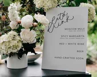 Wedding Bar Sign | Signature Drinks Sign | Acrylic Bar Sign | Acrylic Signature Drinks Menu | Custom Bar Menu | His and Her Drink Sign