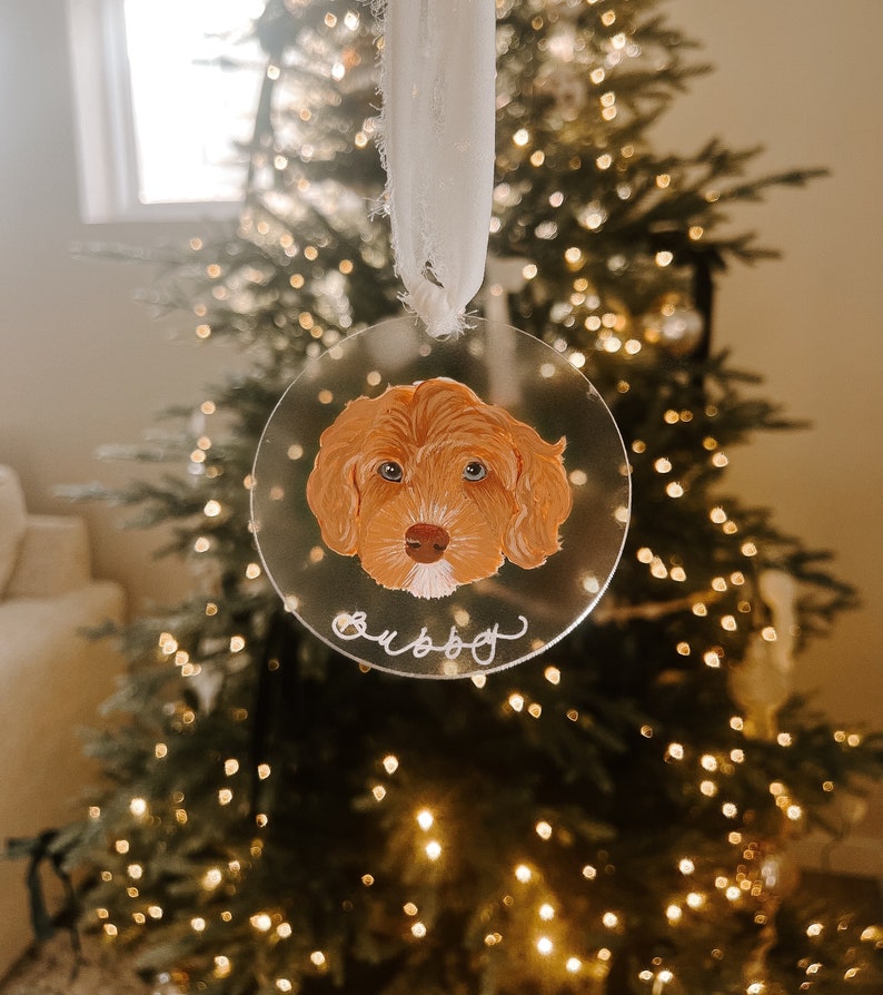 Pet Ornaments Acrylic Pet Ornaments Personalized Pet Ornaments Christmas Ornaments Unique Gift Ideas Pet Portrait Ornament image 3