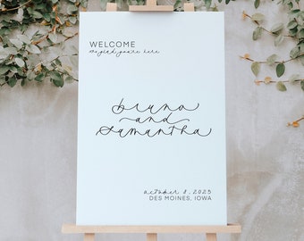 White and Black Wedding Sign | Painted Welcome Sign for Wedding | Names on Welcome Sign for Wedding | Welcome to the Wedding Of Sign