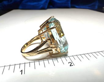 28 Carats of Natural Aquamarine with Diamond Baguettes