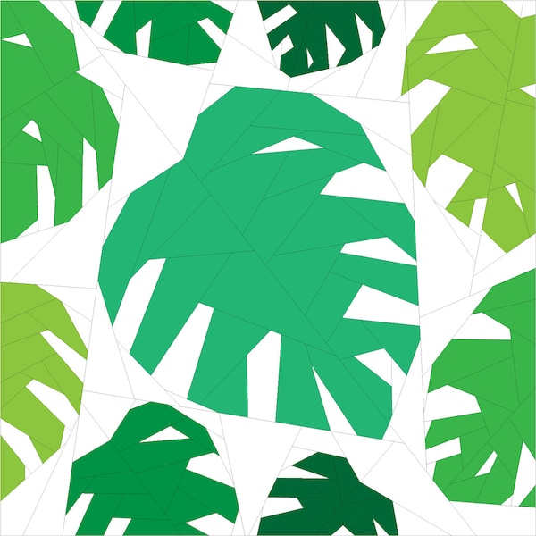 Foundation Paper Pieced Quilt Pattern: Monstera Leaves