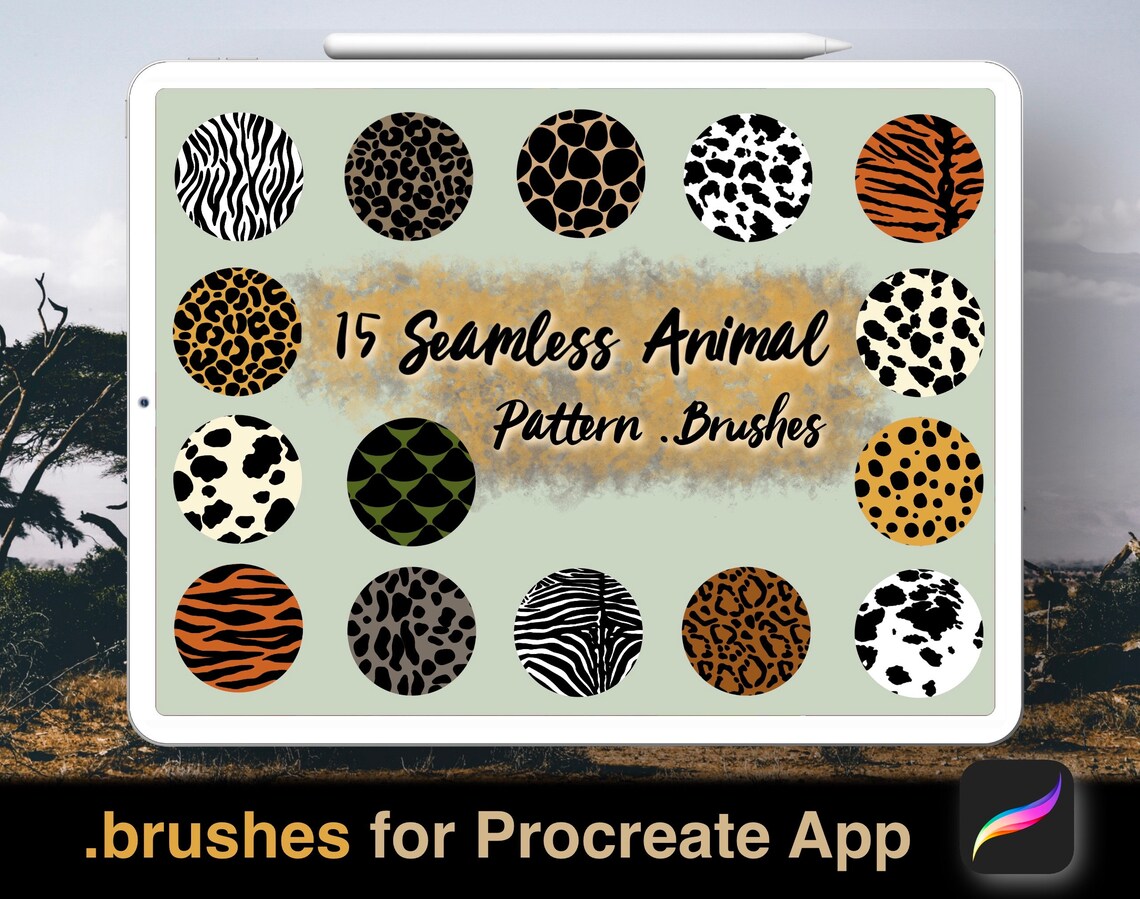 15 Animal Brushes for Procreate Seamless Pattern Brushes Etsy