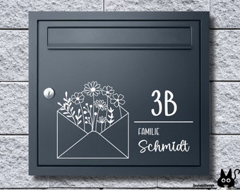 Mailbox sticker personalized | Letter vinyl sticker family name front door flowers window sticker personalization name first name