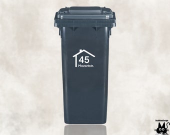 Garbage can sticker house design personalized | Vinyl sticker street name house number recycling sticker personalization last name first name |1