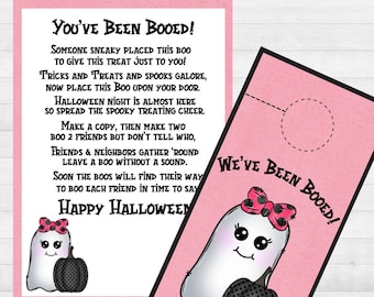 Pink You've Been Booed, Spooky Gift for Her, Halloween Lover Gift, We've Been Booed Door Hanger, Halloween Gift Exchange, Spooky Gift Basket