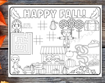 Bomboniere autunnali per bambini, pagine da colorare autunnali per la scuola materna, tovagliette autunnali stampabili, lavoretti stampabili, decorazioni per la festa del raccolto, digitali