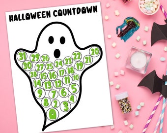 Halloween Countdown Sign, Crafts for Kids, Printable Advent Calendar, Boo Basket Gift, Digital Download, Spooky Gifts, Gift Exchange