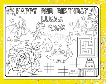 Dinosaur Party Printables, Dinosaur Party Supplies, Custom Birthday Coloring Page, Personalized Birthday Coloring Sheet, Girl Party Theme