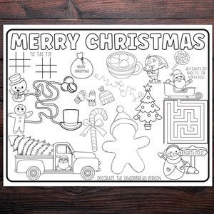 Christmas Coloring Placemats, Holiday Party Printables, Party Table Decor, Christmas Party Activities, Santa Party Decor, Digital Download