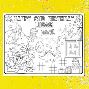 Dinosaur Party Printables, Dinosaur Party Supplies, Custom Birthday Coloring Page, Personalized Birthday Coloring Sheet, Girl Party Theme