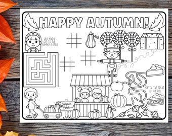 Disegni da colorare autunnali, bomboniere economiche, decorazioni per feste stampabili, decorazioni per la tavola delle feste, stampe per la festa del raccolto, download digitale