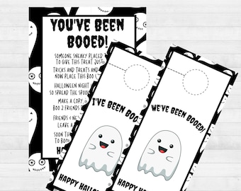 You've Been Booed Printable, Boo Basket Printable, Halloween Lover Gift, Spooky Gift Tag, Halloween Door Hanger, Booed Black and White