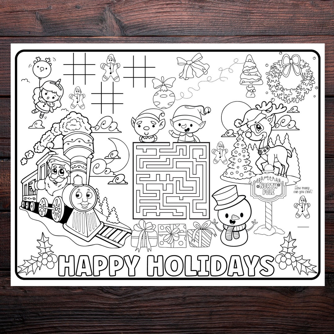 Holiday Coloring Placemats, Polar Express Party Supplies, Holiday Table