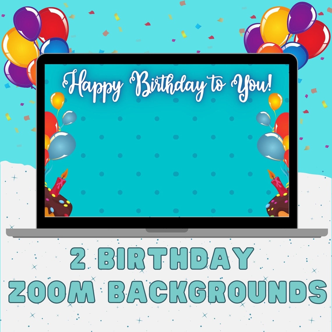 Birthday Zoom Background Virtual Birthday Party Zoom Etsy Canada
