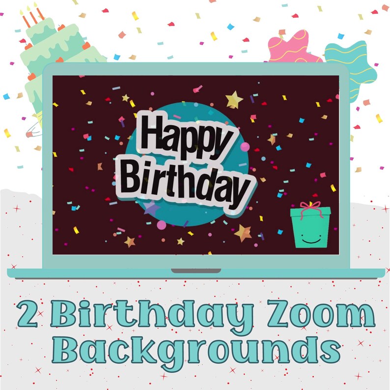 2 Birthday Zoom Backgrounds Zoom Background Animated Zoom Etsy Canada