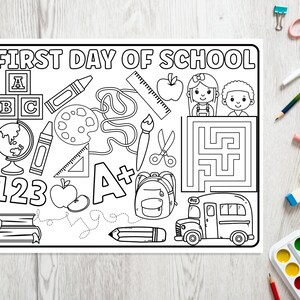 Back to School Coloring Sheet, 1st Day of School Printable, First Day ...