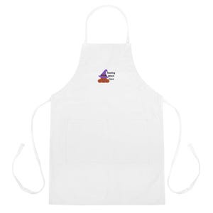 Halloween embroidered apron, resting witch baking apron, pumpkin apron gift, Halloween party prep apparel, Halloween witch project apron,