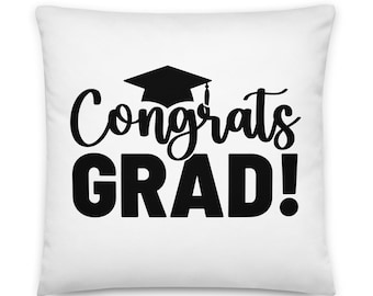 Graduation basic pillow for graduate, congratulation grad pillow, grad pillow for gift basket, commemorative gift for grad, grad home decor