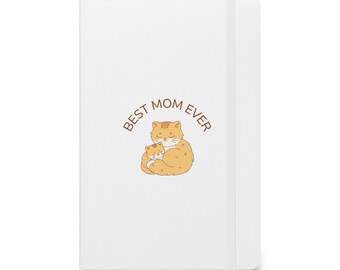Best Mom hardcover bound notebook, cat lover gift for mom, mothers day cat owner gift, birthday gift for her, cute journal for mom
