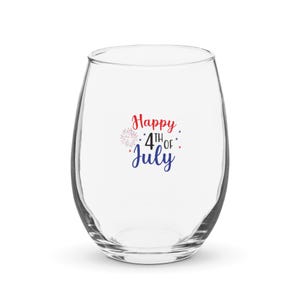 Happy fourth of July stemless wine glass, fireworks wine glass, wineglass for american holiday, stars and stripes wine glass, summer gift