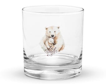 Dad bear rocks glass, bear drink glass, fathers day gift for dad, birthday gift for dad, gift for him, cozy bear glass, dad bar gift