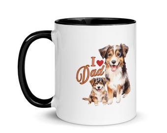 Taza para papá perruno con interior de color, regalo para amantes de los perros, regalo del Día del Padre, regalo de cumpleaños, regalo para él, idea de regalo para papá perruno