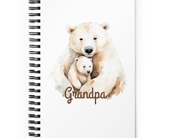 Cuaderno espiral para abuelo oso, cuaderno de oso, regalo del Día del Padre para el abuelo, regalo de cumpleaños para él, agenda de oso acogedor, regalo de oficina para el abuelo
