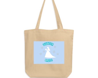Wedding eco tote bag, winter wedding tote bag, wedding supply bag, snowflake wedding gift bag, bridal shower present, bachelorette trip