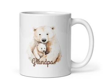 Grandpa bear white glossy mug, bear coffee mug, fathers day gift for grandpa, birthday gift for him, cozy bear mug, grandparent gift